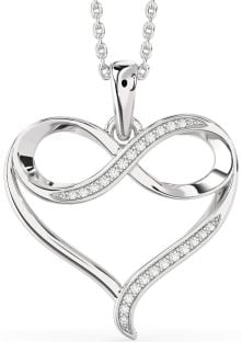 Large Diamond White Gold Heart Infinity Necklace