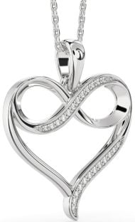 Large Diamond White Gold Heart Infinity Necklace