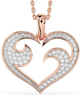 Large Diamond Rose Gold Heart Necklace