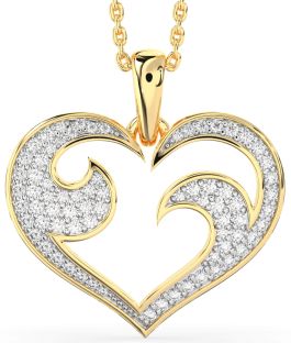 Large Diamond Gold Heart Necklace