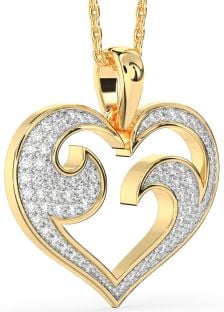 Large Diamond Gold Heart Necklace