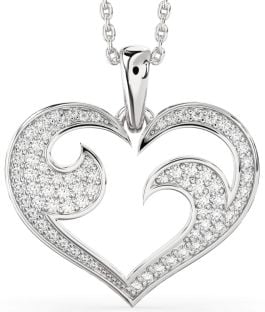 Large Diamond White Gold Heart Necklace