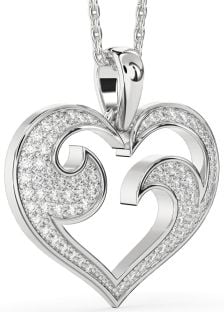 Large Diamond White Gold Heart Necklace