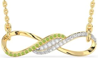 Diamond & Peridot Gold Silver Infinity Necklace