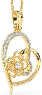 Diamond Gold Heart Flower Necklace