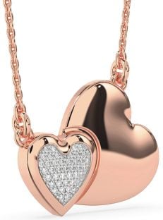 Large Diamond Rose Gold Heart Necklace