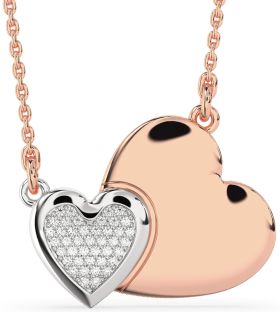 Large Diamond White Rose Gold Heart Necklace