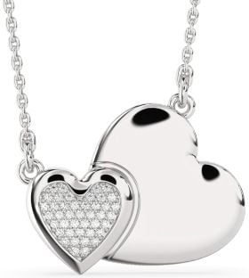 Large Diamond White Gold Heart Necklace