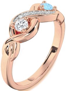 Diamond Rose Gold Infinity Round Two Stone Promise Ring
