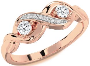 Diamond Rose Gold Infinity Round Two Stone Ring