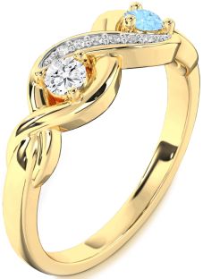 Diamond Gold Infinity Round Two Stone Promise Ring