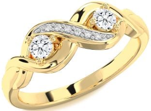Diamond Gold Infinity Round Two Stone Ring