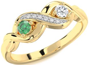 Diamond Gold Infinity Round Two Stone Promise Ring