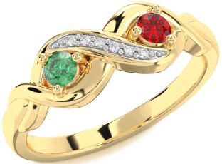 Diamond Gold Infinity Round Two Stone Promise Ring