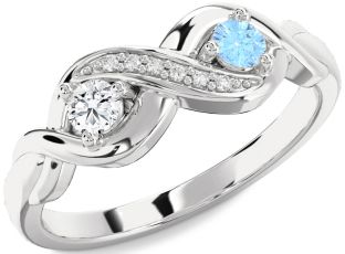 Diamond Platinum Infinity Round Two Stone Promise Ring