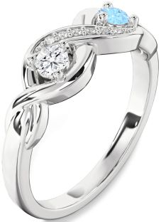 Diamond Platinum Infinity Round Two Stone Promise Ring