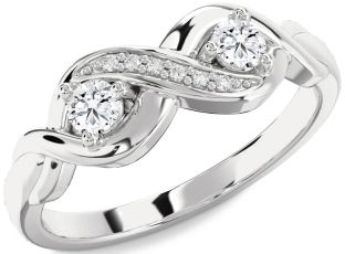 Diamond White Gold Infinity Round Two Stone Ring