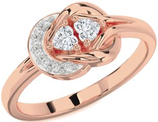 Diamond Rose Gold Two Heart Ring