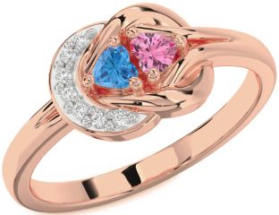 Diamond Rose Gold Knot Two Heart Promise Ring