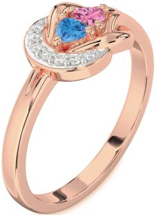 Diamond Rose Gold Knot Two Heart Promise Ring