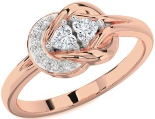 Diamond White Rose Gold Two Heart Ring