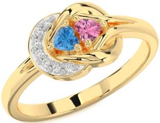 Diamond Gold Knot Two Heart Promise Ring