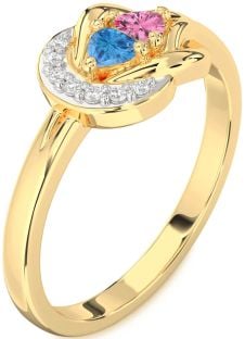 Diamond Gold Knot Two Heart Promise Ring