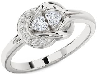 Diamond White Gold Two Heart Ring