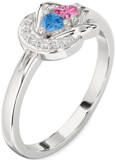 Diamond Platinum Knot Two Heart Promise Ring