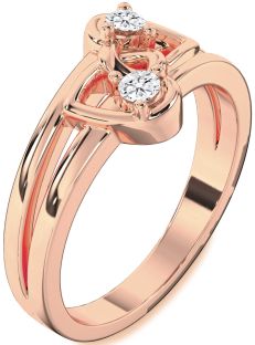 Diamond Rose Gold Heart Two Stone Ring