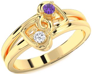 Gold Heart Two Stone Promise Ring