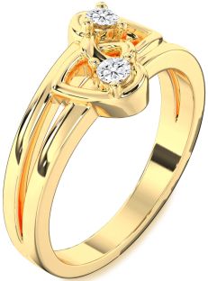 Diamond Gold Heart Two Stone Ring