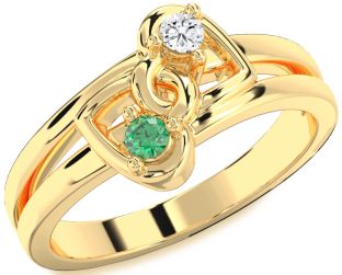 Gold Heart Two Stone Promise Ring