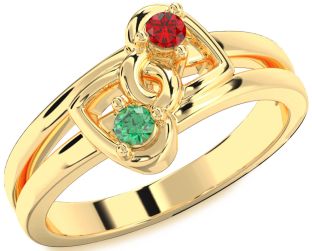 Gold Heart Two Stone Promise Ring