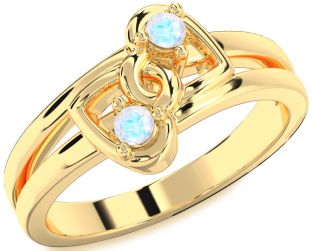 Moonstone Gold Heart Two Stone Ring