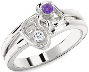 Platinum Heart Two Stone Promise Ring