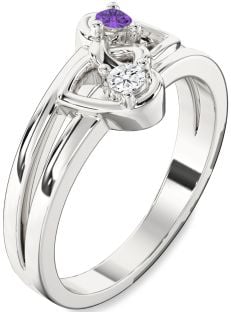 Platinum Heart Two Stone Promise Ring