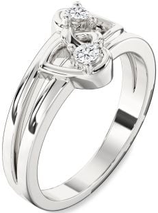 Diamond White Gold Heart Two Stone Ring