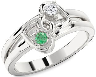 Silver Heart Two Stone Promise Ring