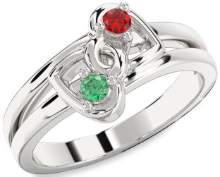 Silver Heart Two Stone Promise Ring