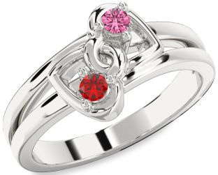 Silver Heart Two Stone Promise Ring
