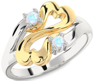 Emerald Platinum & Yellow Gold Infinity Heart Two Stone Birthstone Ring