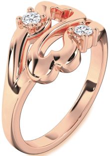 Diamond Rose Gold Infinity Heart Two Stone Ring