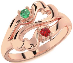Rose Gold Silver Infinity Heart Two Stone Promise Ring
