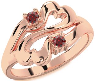Emerald Rose Gold Infinity Heart Two Stone Birthstone Ring