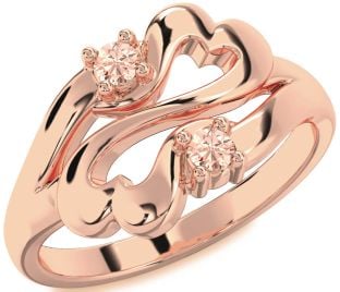 Emerald Rose Gold Infinity Heart Two Stone Birthstone Ring
