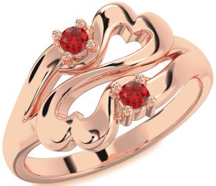 Emerald Rose Gold Infinity Heart Two Stone Birthstone Ring