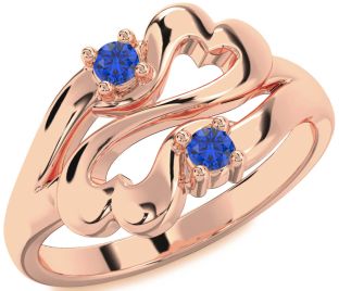 Emerald Rose Gold Infinity Heart Two Stone Birthstone Ring