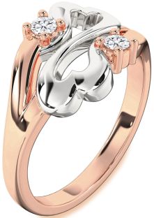 Diamond White Rose Gold Infinity Heart Two Stone Ring