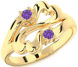 Emerald Gold Infinity Heart Two Stone Birthstone Ring